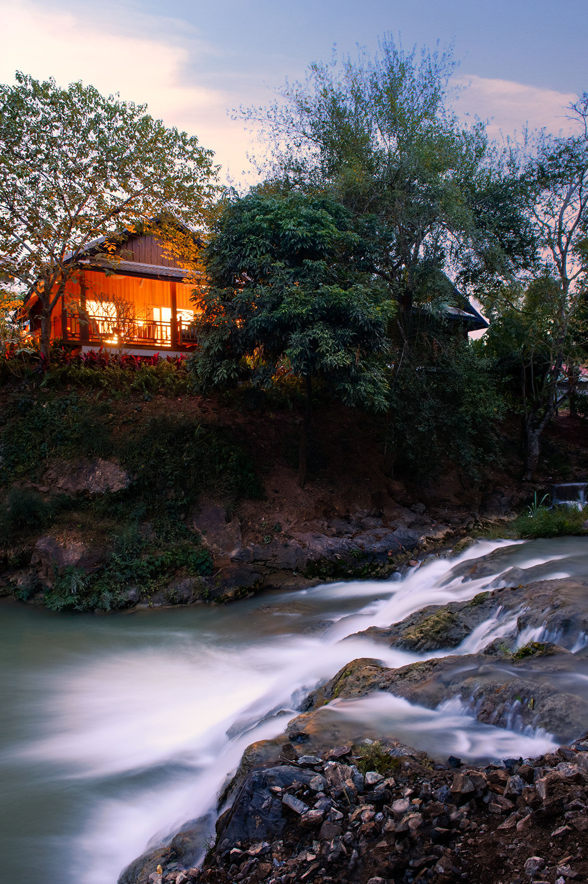 Laos’ golden hour from your private terrace